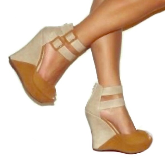 Liliana Monaco Two Tone Strappy Wedges Platform - Picture 9 of 9